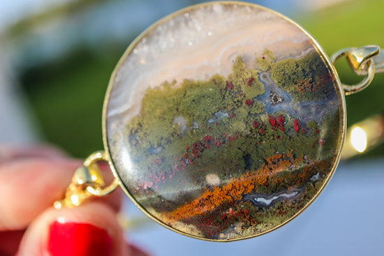 Moss Agate Bracelets in Sterling Silver & 14ct Gold.