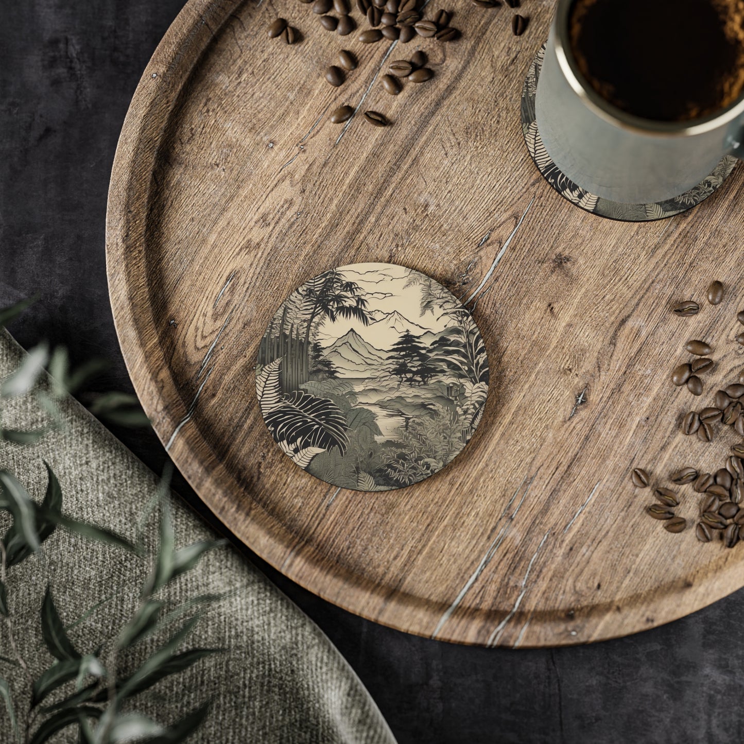 Japanese Monstera Forest Coasters