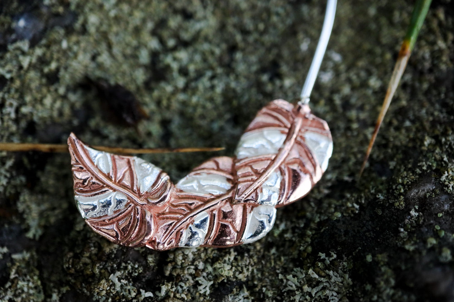 Handmade Philoldendron Pink Micans Hoop Earrings in Rose Gold & Stirling Silver