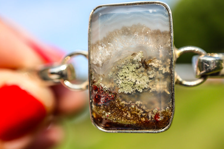 Moss Agate Bracelets in Sterling Silver & 14ct Gold.