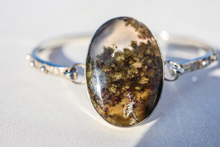 Moss Agate Bracelets in Sterling Silver & 14ct Gold.